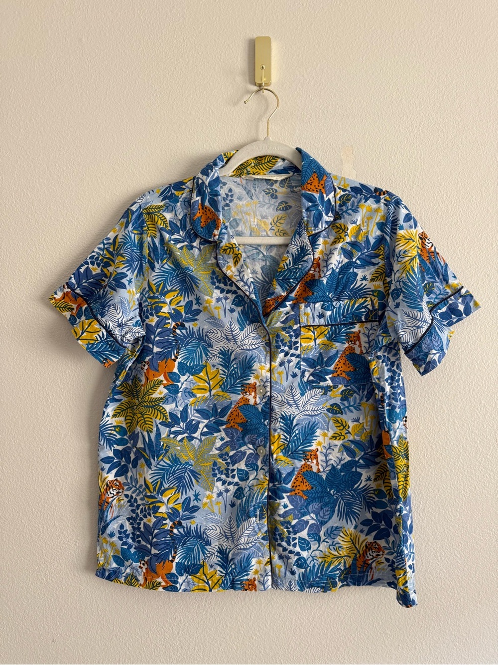 Printfresh Botanical Pajama shirt tiger tropical Sz S